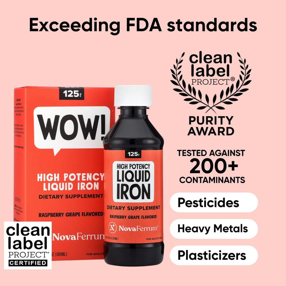 NovaFerrum Wow 125mg dose shows a liquid iron option for quicker absorption.