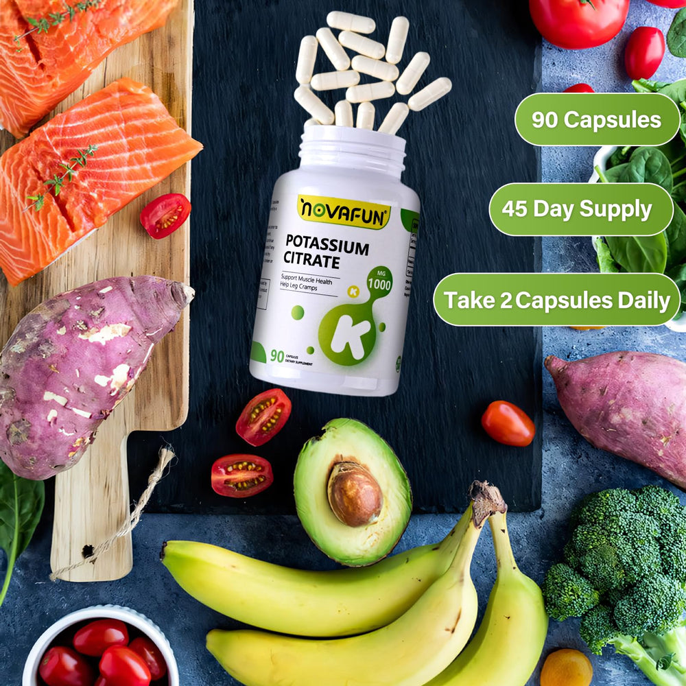 Novafun Potassium Citrate packaging presentation showcases bottle and cap for secure storage