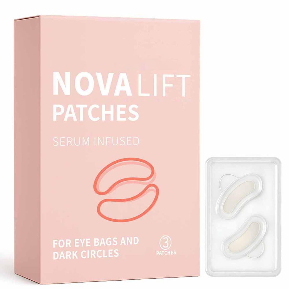 NOVALIFT Eye Patches packaging ready for quick at-home refresh.
