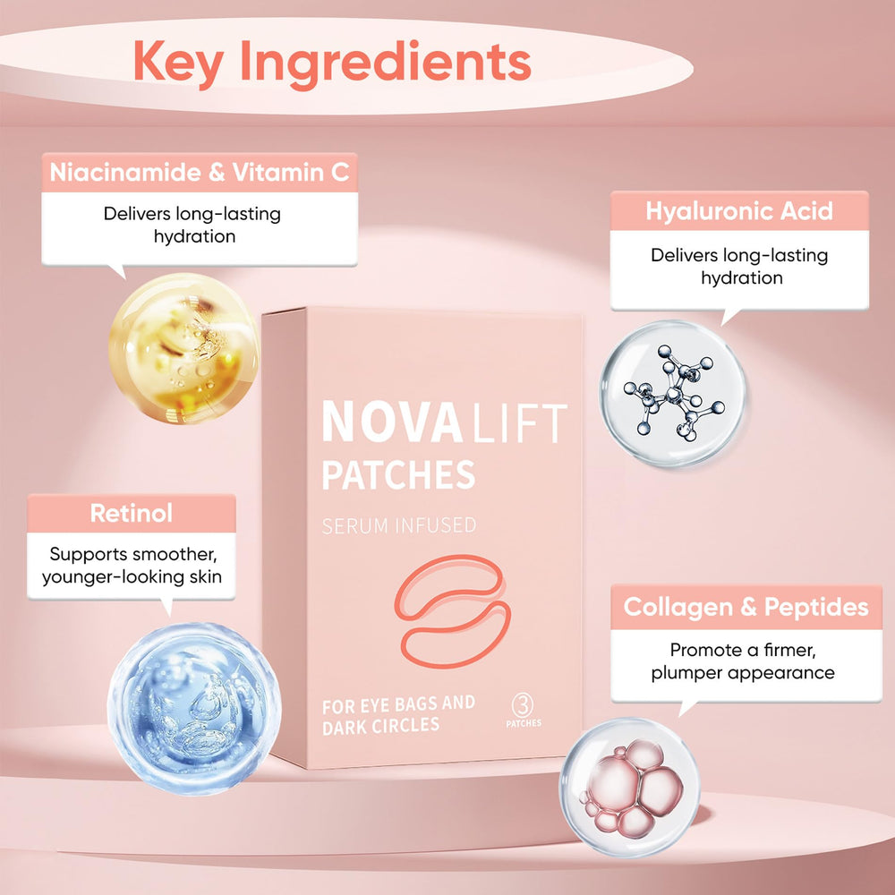 NOVALIFT Eye Patches serum-infused formula ready to nourish the under-eye area.