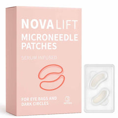 NOVALIFT MicroGlow Eye Patches packaging signals a hydrating eye care solution.