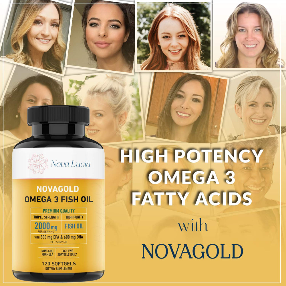 NovaGold digestible softgels image demonstrates small, easy-to-swallow capsules for better tolerance.