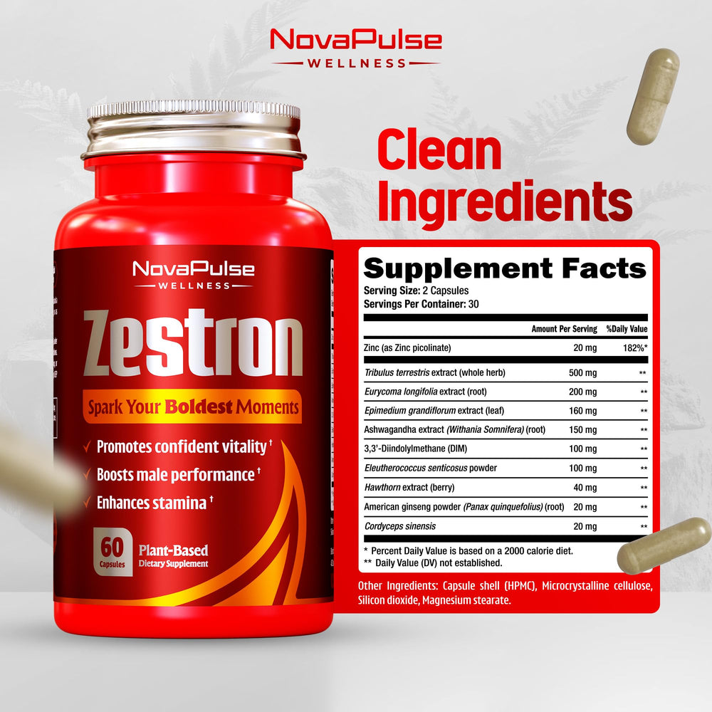 NovaPulse Wellness capsules close-up highlighting drive and energy support