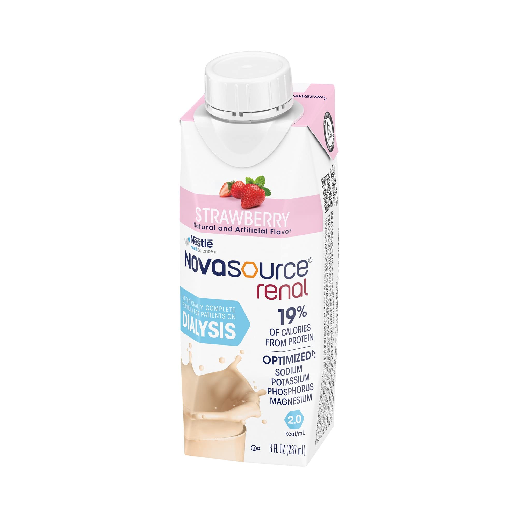 NovaSource Renal packaging close-up emphasizes gluten-free and lactose-free features.