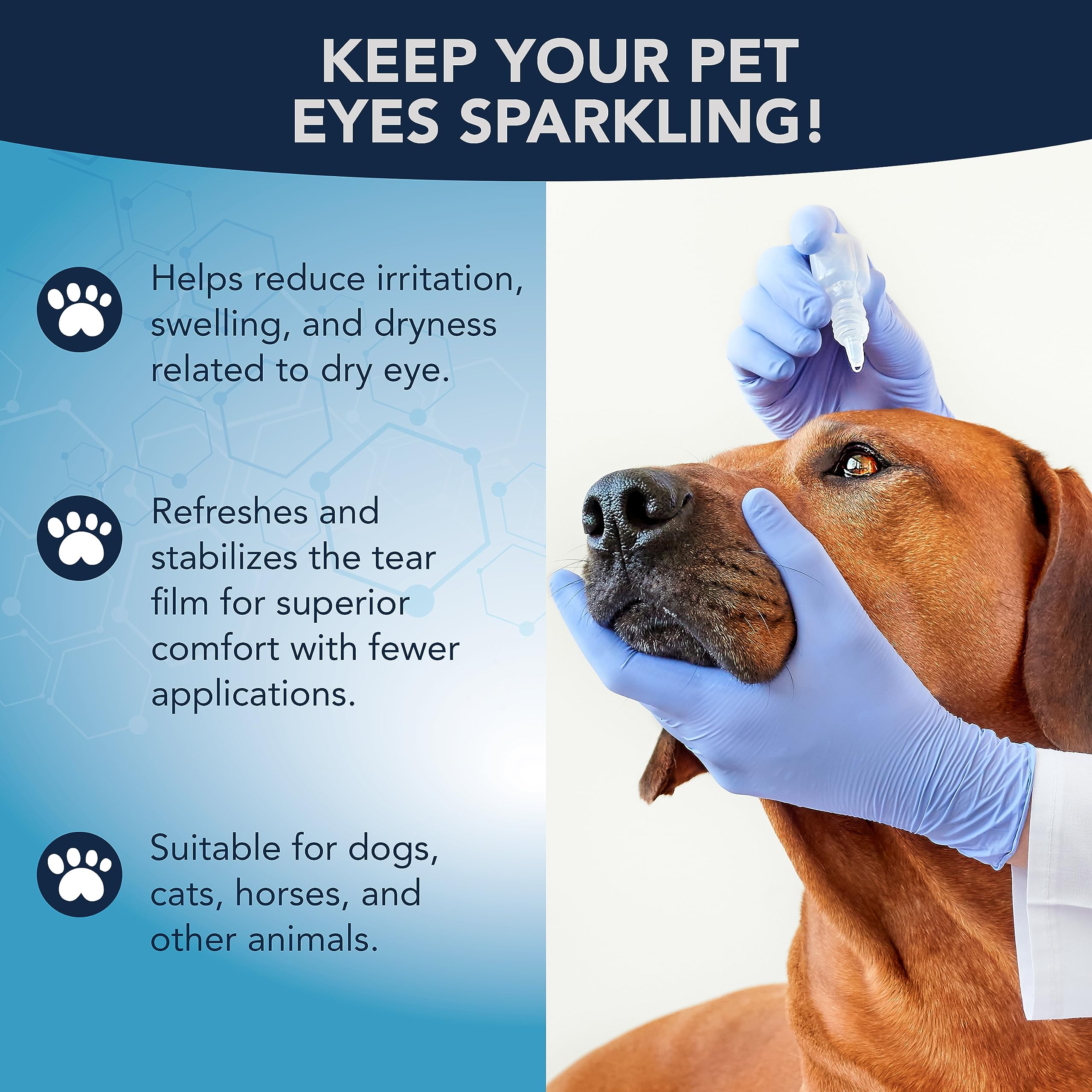 NOVEHA eye drops box packaging indicates vet-approved, antibiotic- and steroid-free formula