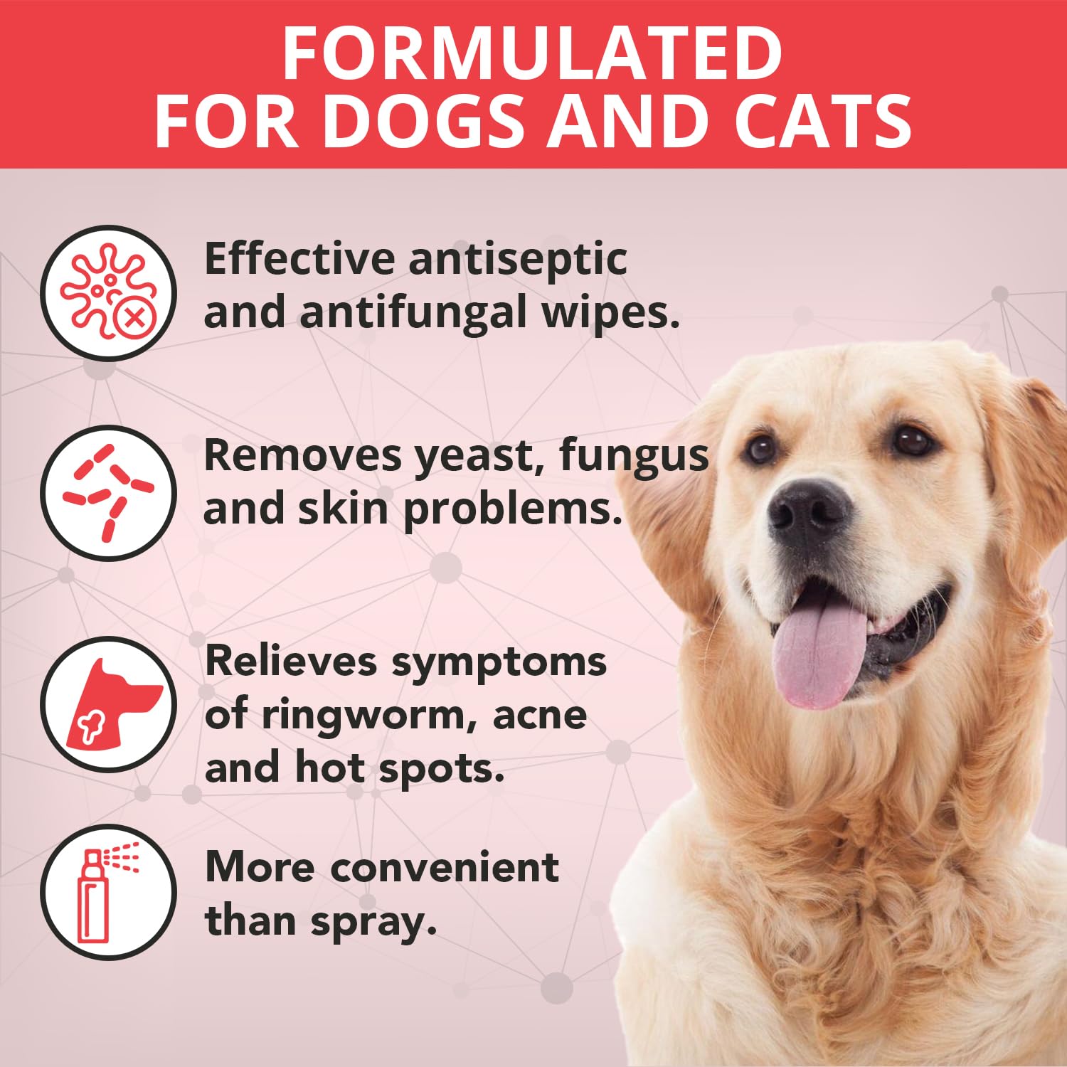 NOVEHA XL pet wipes clean facial folds gently