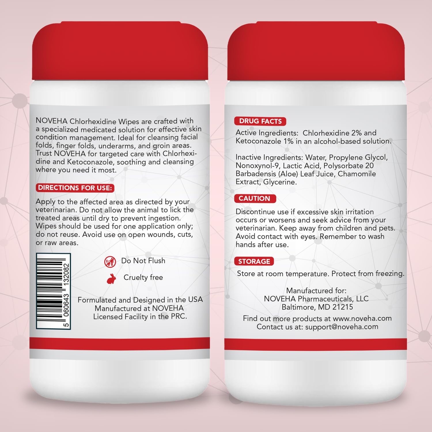 NOVEHA pre-moistened wipes support comfortable routine care