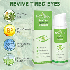 NOVEHA Cucumber Extract close-up demonstrates soothing, cooling touch on delicate eyelid skin.