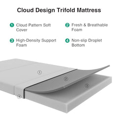 Novilla single foldable mattress shows two-layer foam construction for support