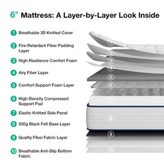 Novilla adaptive foam layer provides a medium-firm, comfortable feel