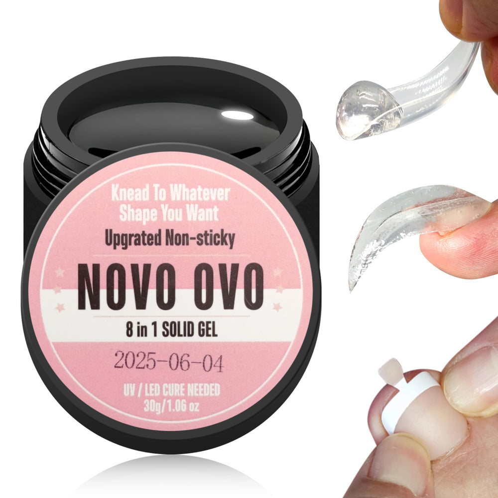 NOVO OVO 8-in-1 solid nail glue bottle enables strong, lasting adhesion for various nail tips.
