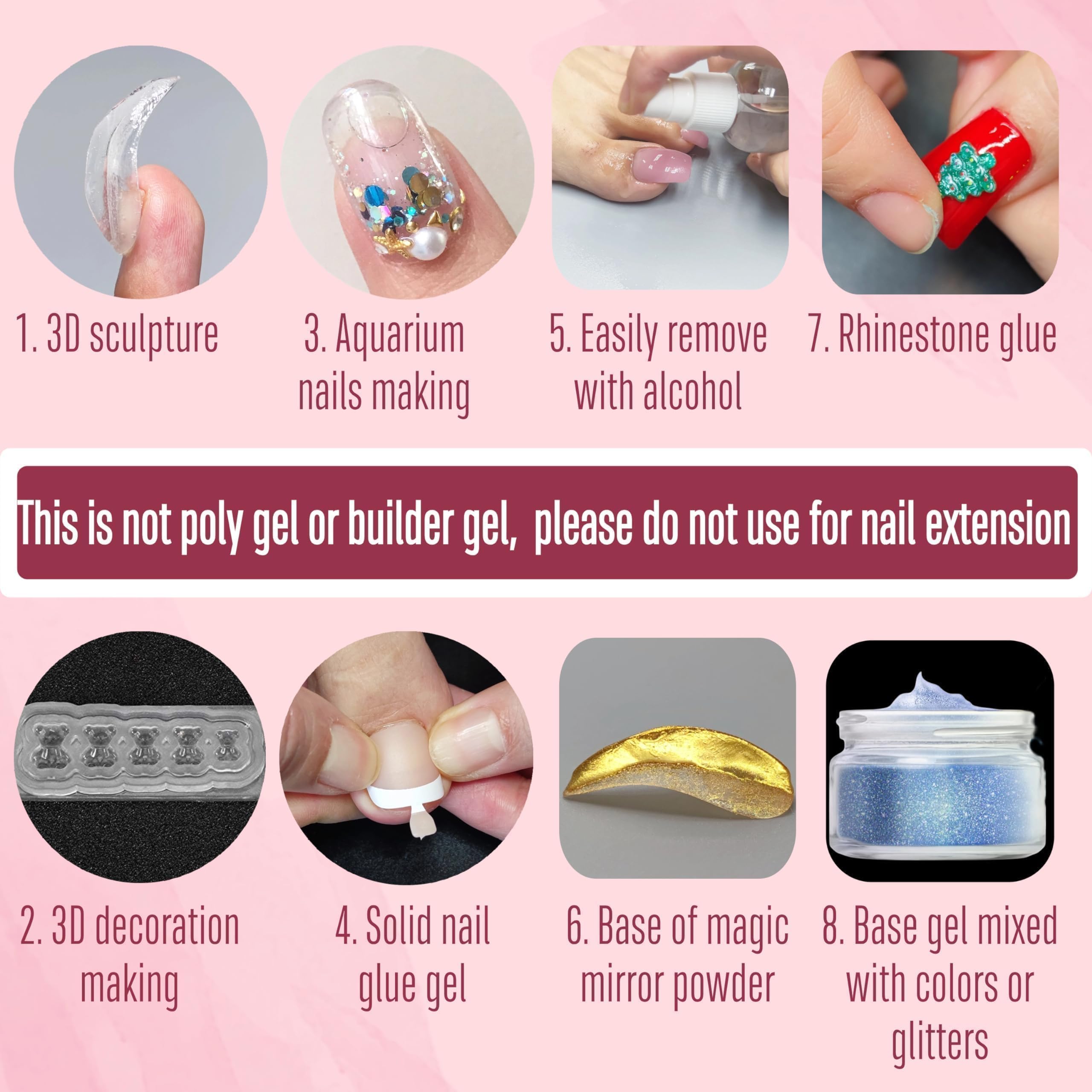 NOVO OVO nonsticky solid nail glue ideal for clean, easy press-on applications.