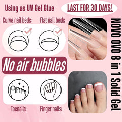 NOVO OVO press-on nails adhere smoothly with minimal bubbles and extended wear.