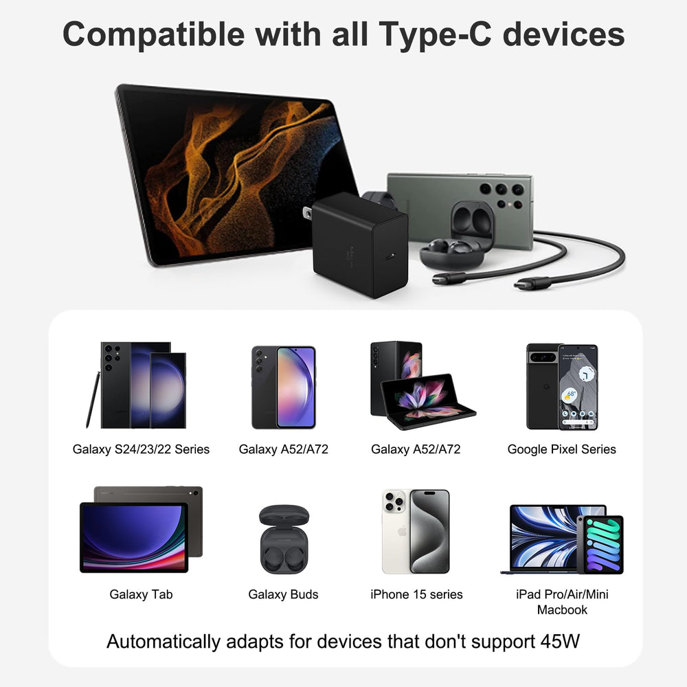 Novobit 6.5ft USB-C cable included for convenient room-to-room charging.