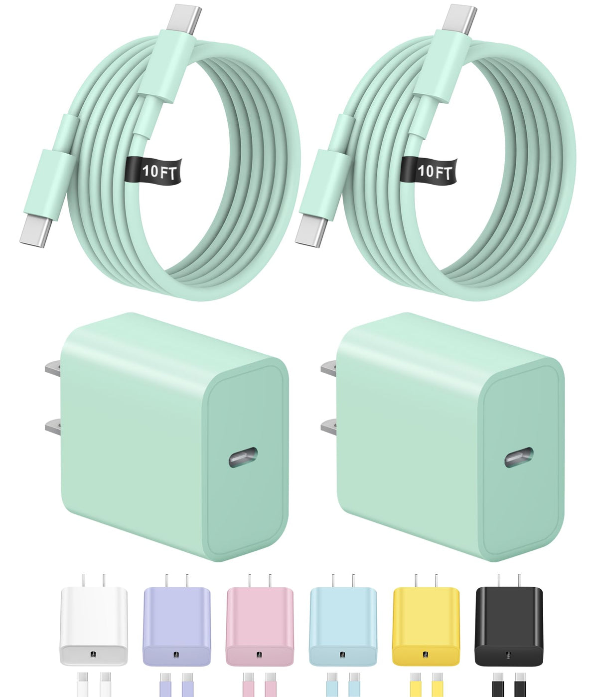 Novobit green 10ft USB-C charger cable for easy reach from sofa to outlet.