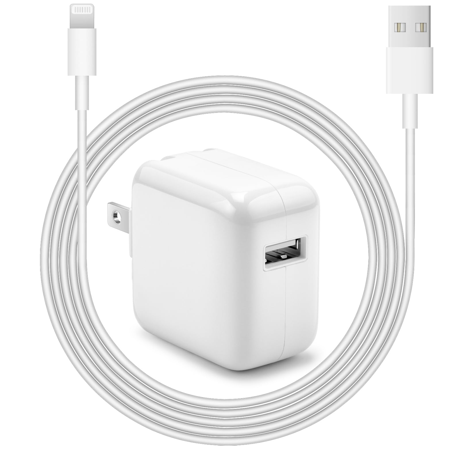Novobit iPad charger with foldable travel plug for compact travel charging.