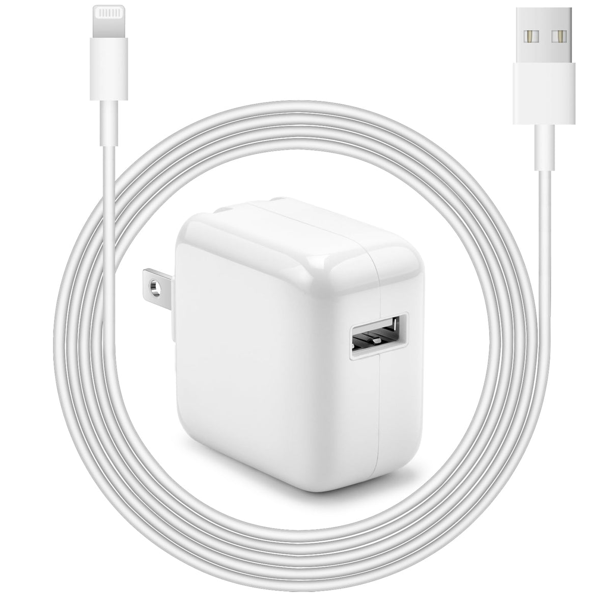 Novobit iPad charger with foldable travel plug for compact travel charging.