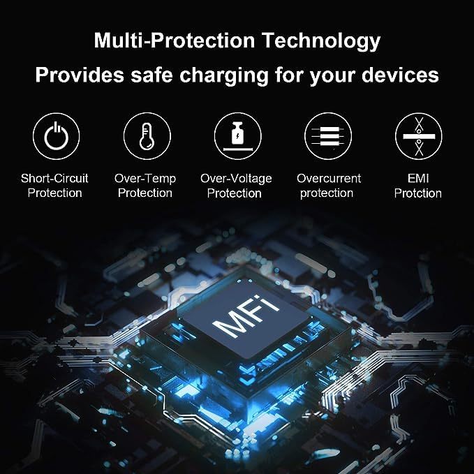 Novobit MFi-certified USB-C cable ensures safe charging for Apple devices.