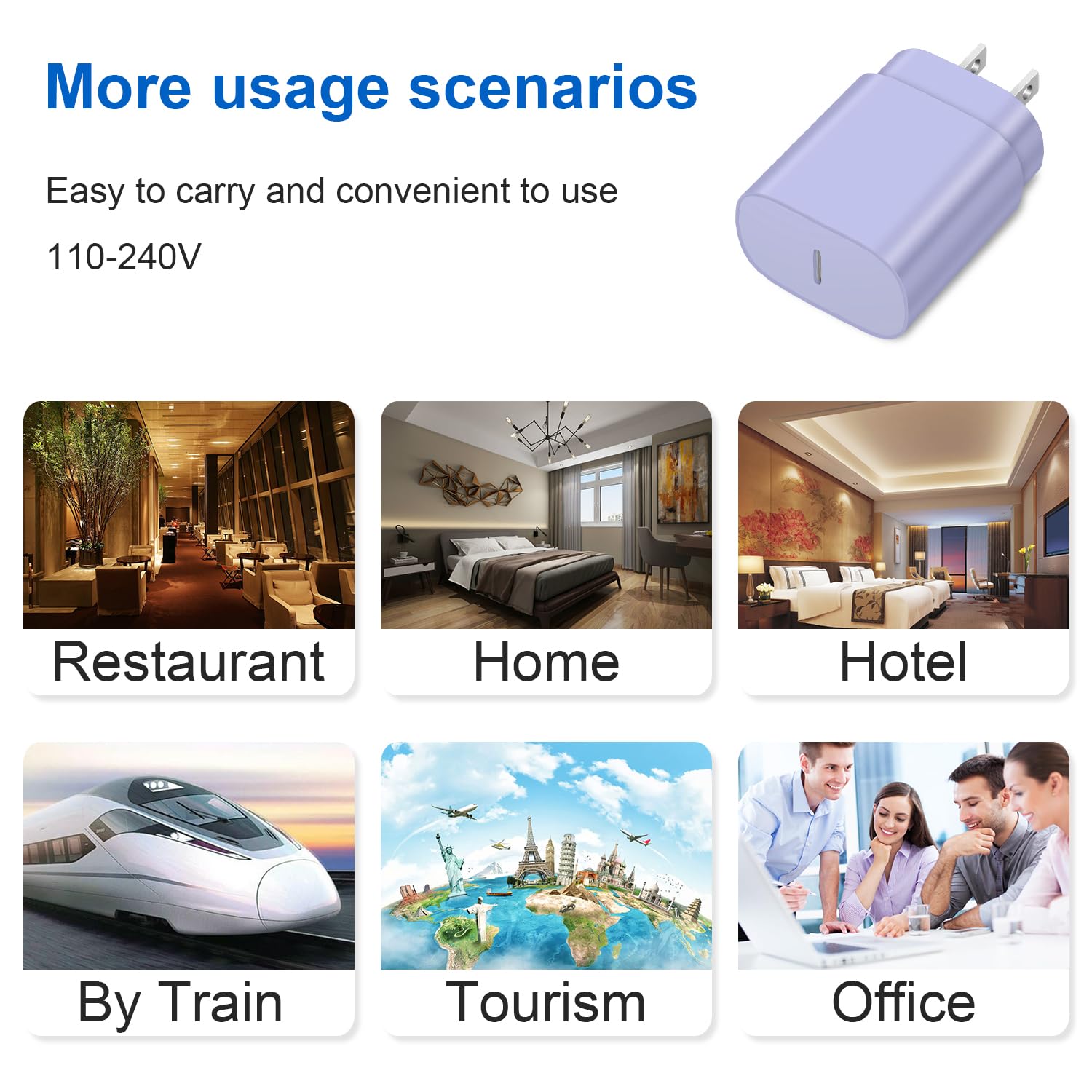Novobit two-pack 25W Type-C chargers with cables for multiple devices.
