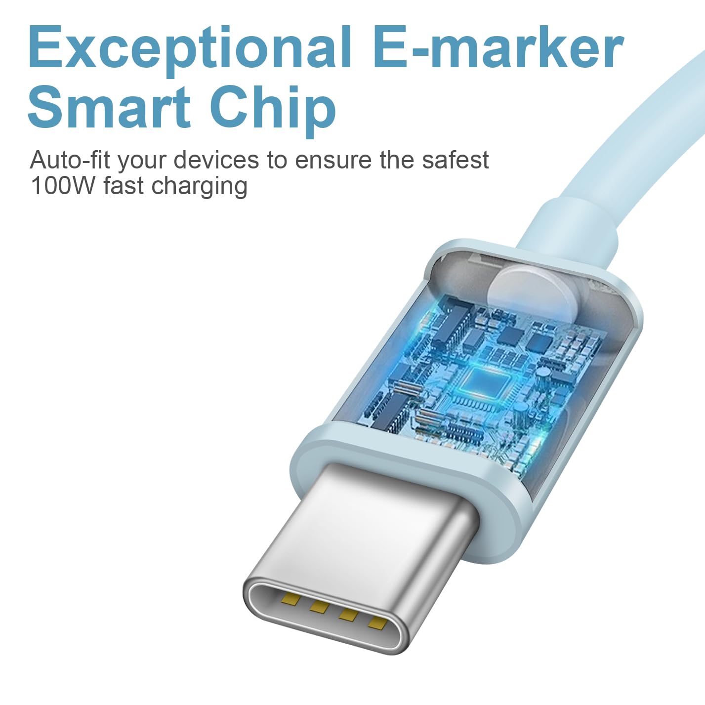 Novobit blue 6ft USB-C cable for flexible charging at home or office.