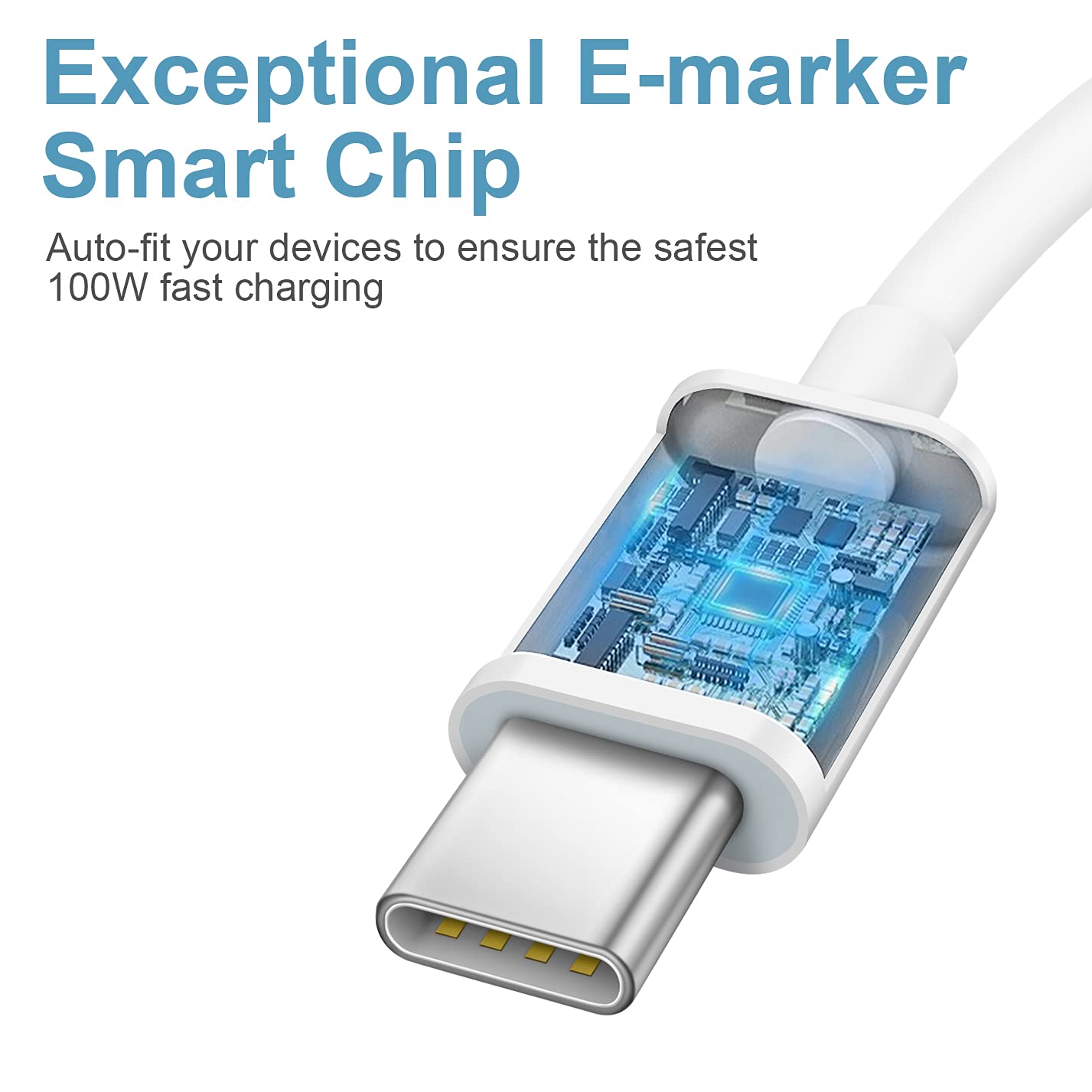 Novobit USB-C cable, 6ft, extends charging from desk to bed.