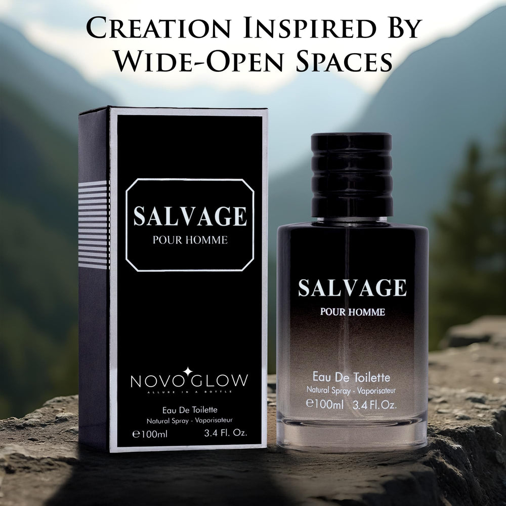 NovoGlow Salvage packaging and label emphasize masculine elegance.