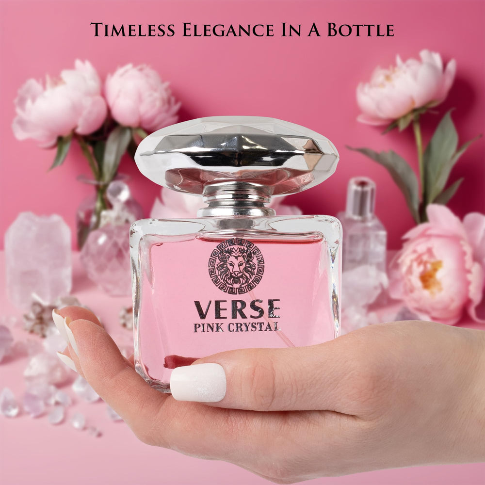 NovoGlow Verse Pink Crystal base notes with warm woods and musk