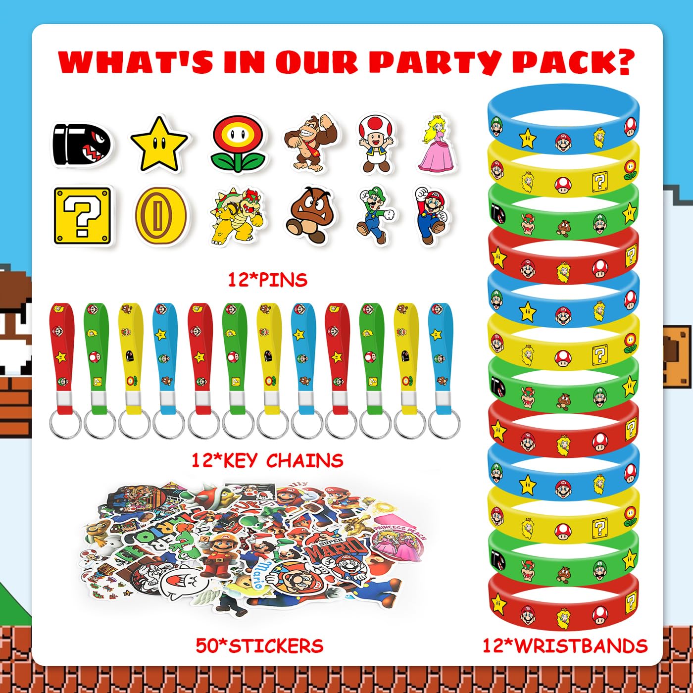 Novovida Mario-themed gifts ideal for kids party decor and activities.