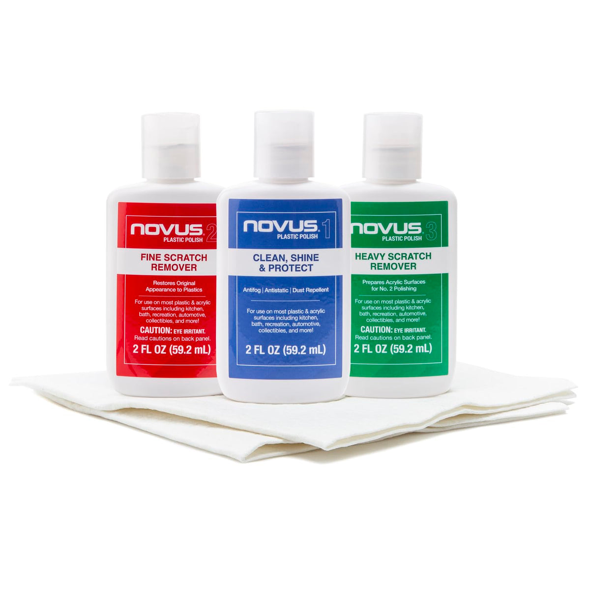 Novus Plastic Clean & Shine bottle pour for easy, even application.