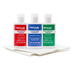 Novus Plastic Clean & Shine bottle pour for easy, even application.