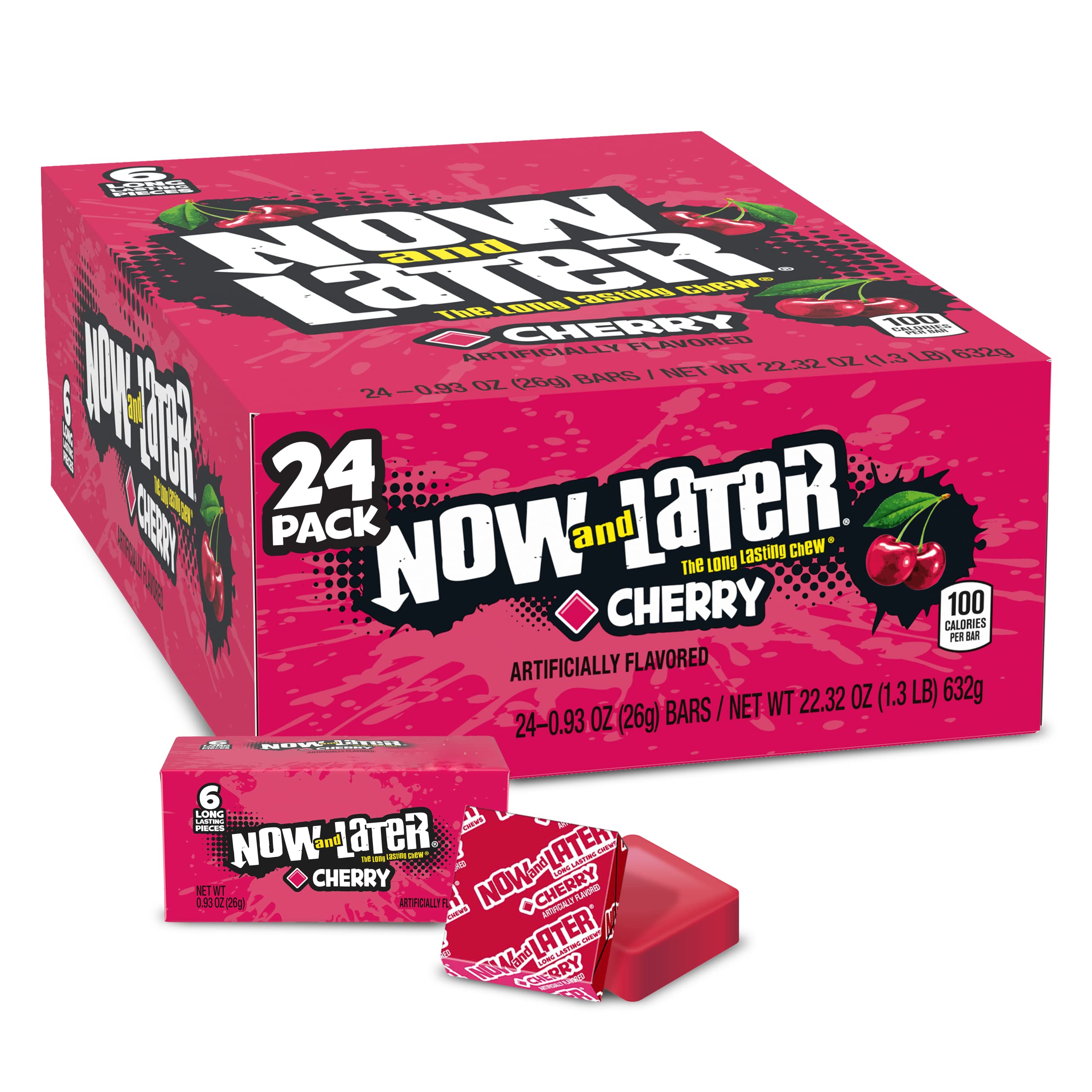 Now and Later Cherry Bars on a shelf highlight bold cherry flavor in a portable, on-the-go bite