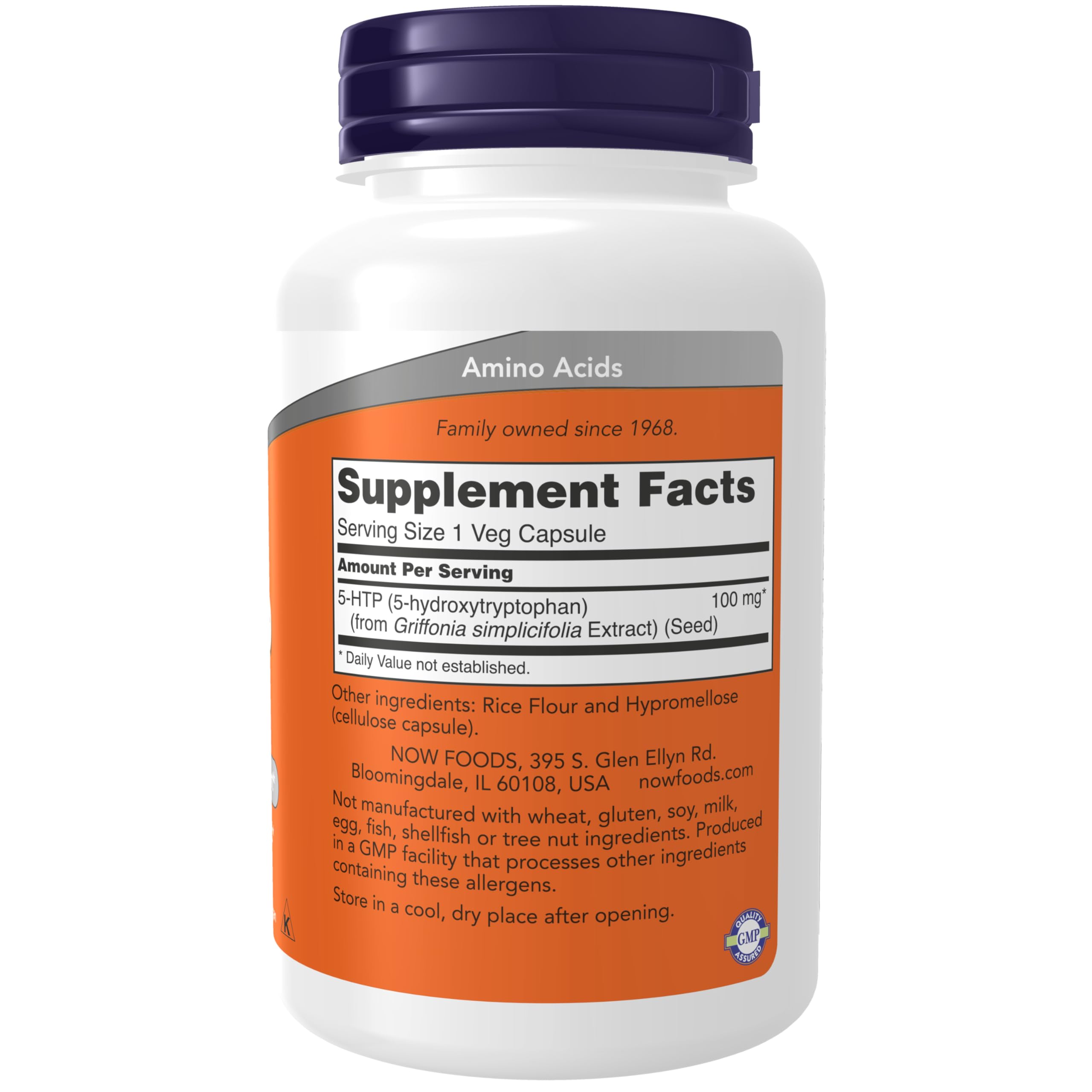 NOW Foods 5-HTP veggie capsules ready for daily mood support.