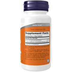 NOW Foods 5-HTP Griffonia seed label highlights origin and neurotransmitter support