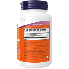 NOW Foods Alpha Lipoic Acid 250 mg capsules closeup, highlighting convenient daily antioxidant support.