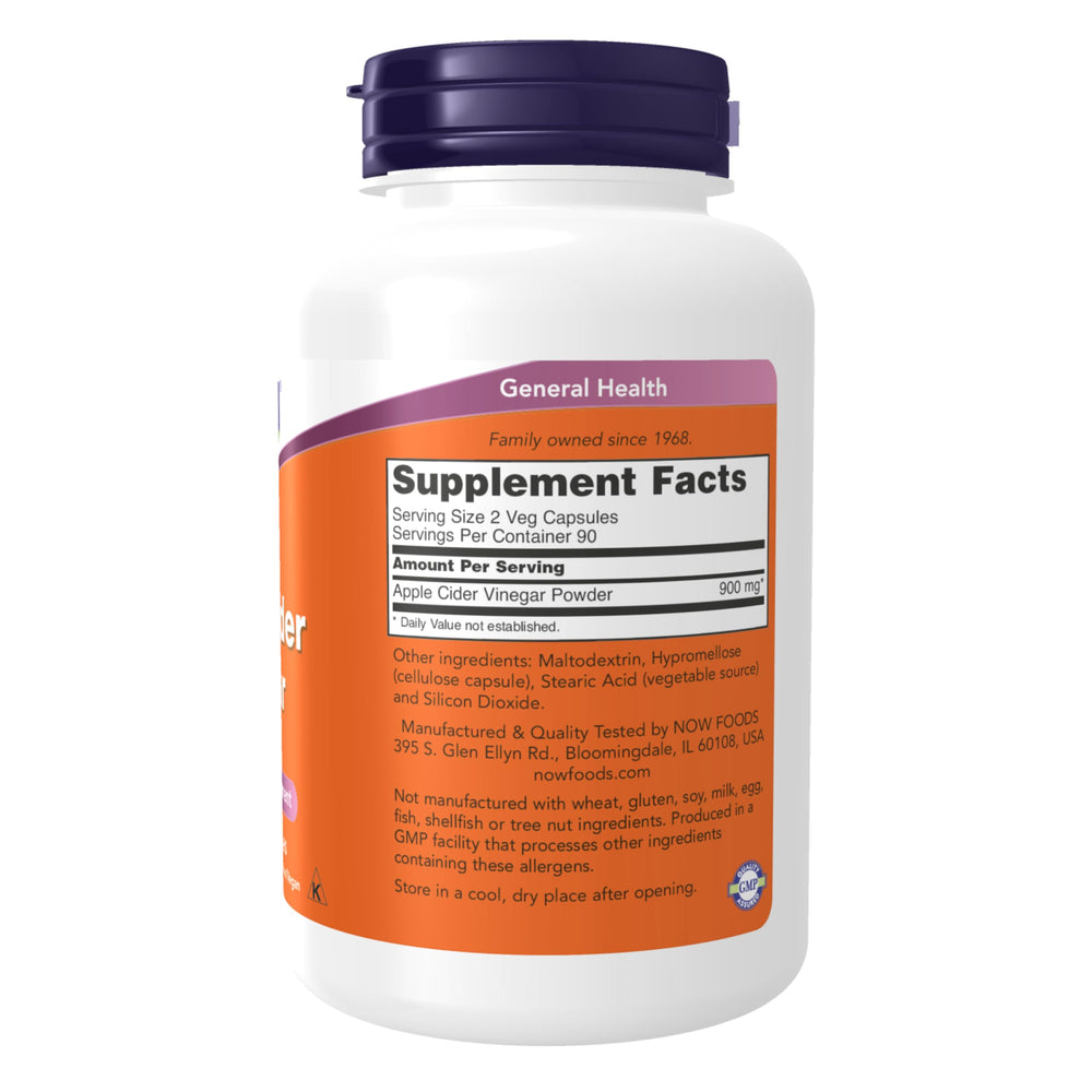 NOW Foods Apple Cider Vinegar capsules on a store shelf.