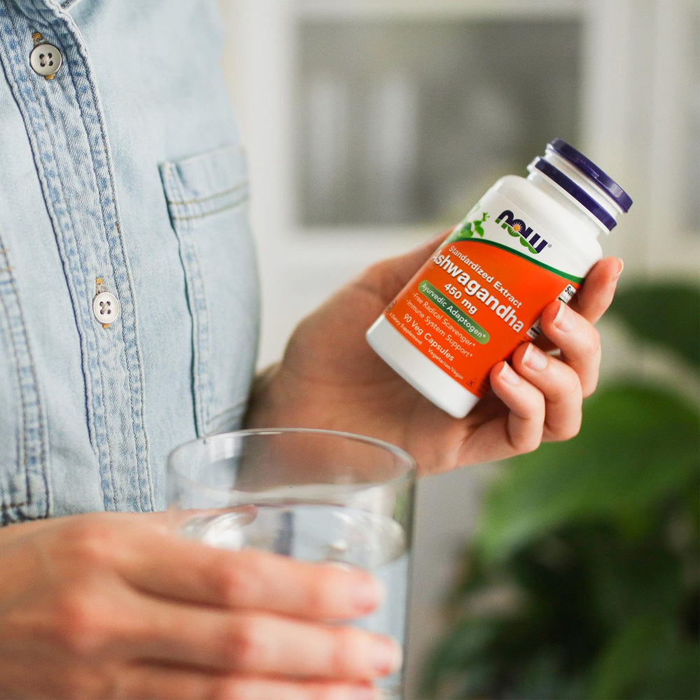 NOW Foods Ashwagandha non-GMO, kosher symbol on label