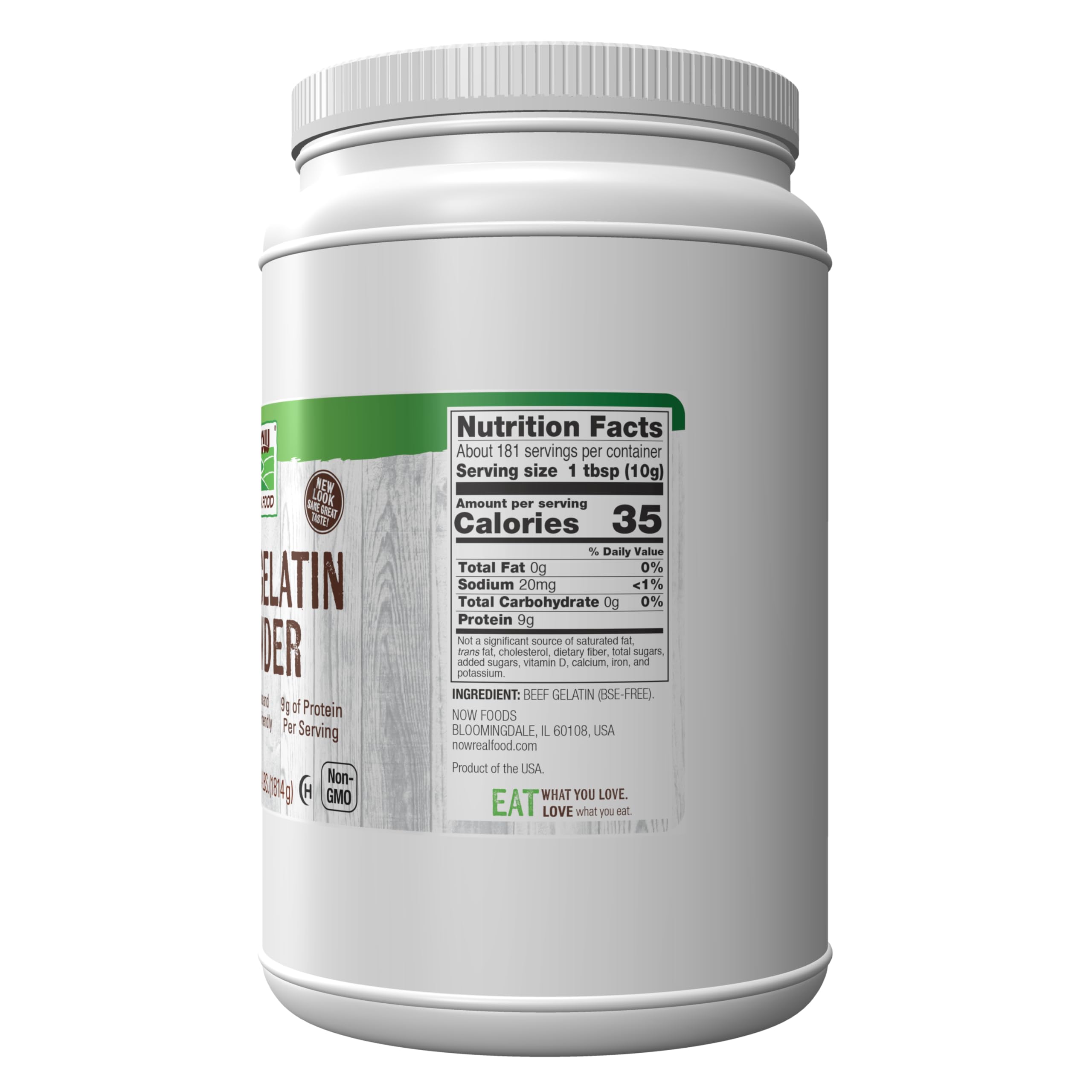 NOW Foods Beef Gelatin Powder scoop included for easy measurement and consistent results