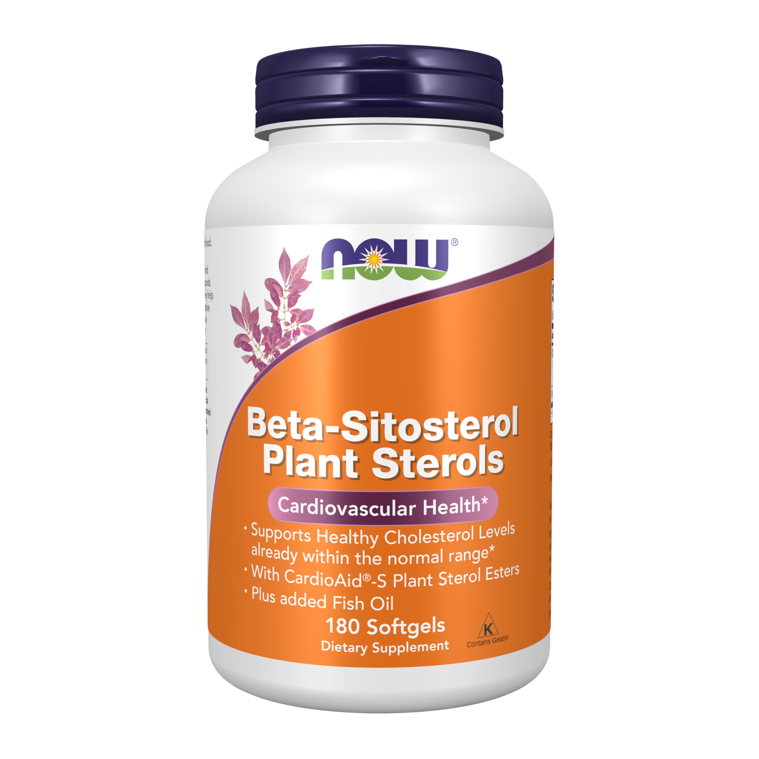 NOW Foods Beta-Sitosterol Plant Sterols bottle pour for convenient daily use.