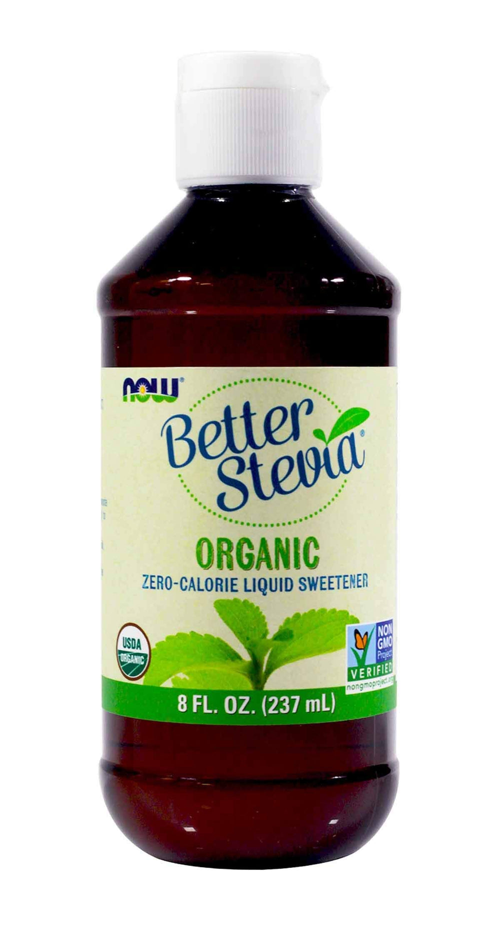 NOW Foods BetterStevia bottle pour, organic zero-calorie sweetener for coffee and tea