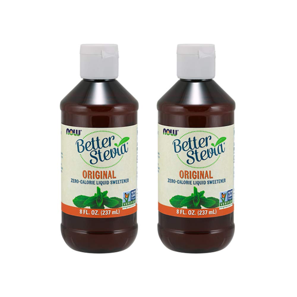 NOW Foods BetterStevia Original Liquid Extract bottle for zero-calorie sweetness in beverages