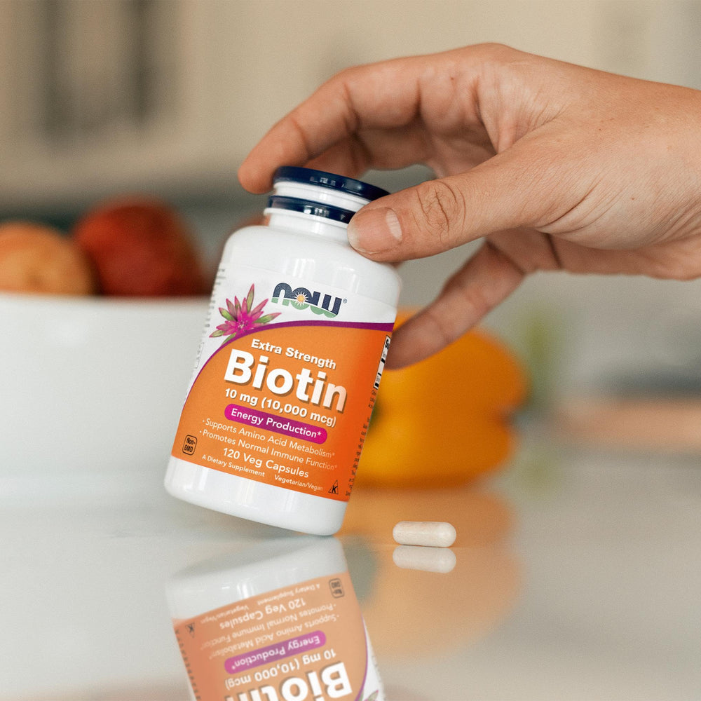 NOW Foods Biotin 10 mg capsules ready for easy daily intake