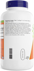 NOW Foods Boswellia with MCT oil base label highlights easy-to-take capsules.