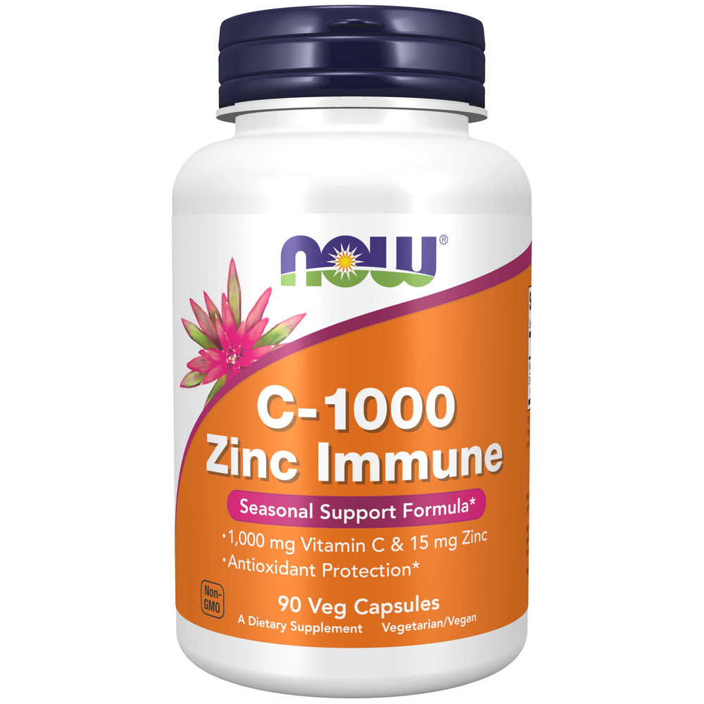 NOW Foods C-1000 Zinc Immune bottle for daily immune support