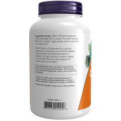 NOW Foods Calcium Carbonate Powder packaging confirms USA-made production