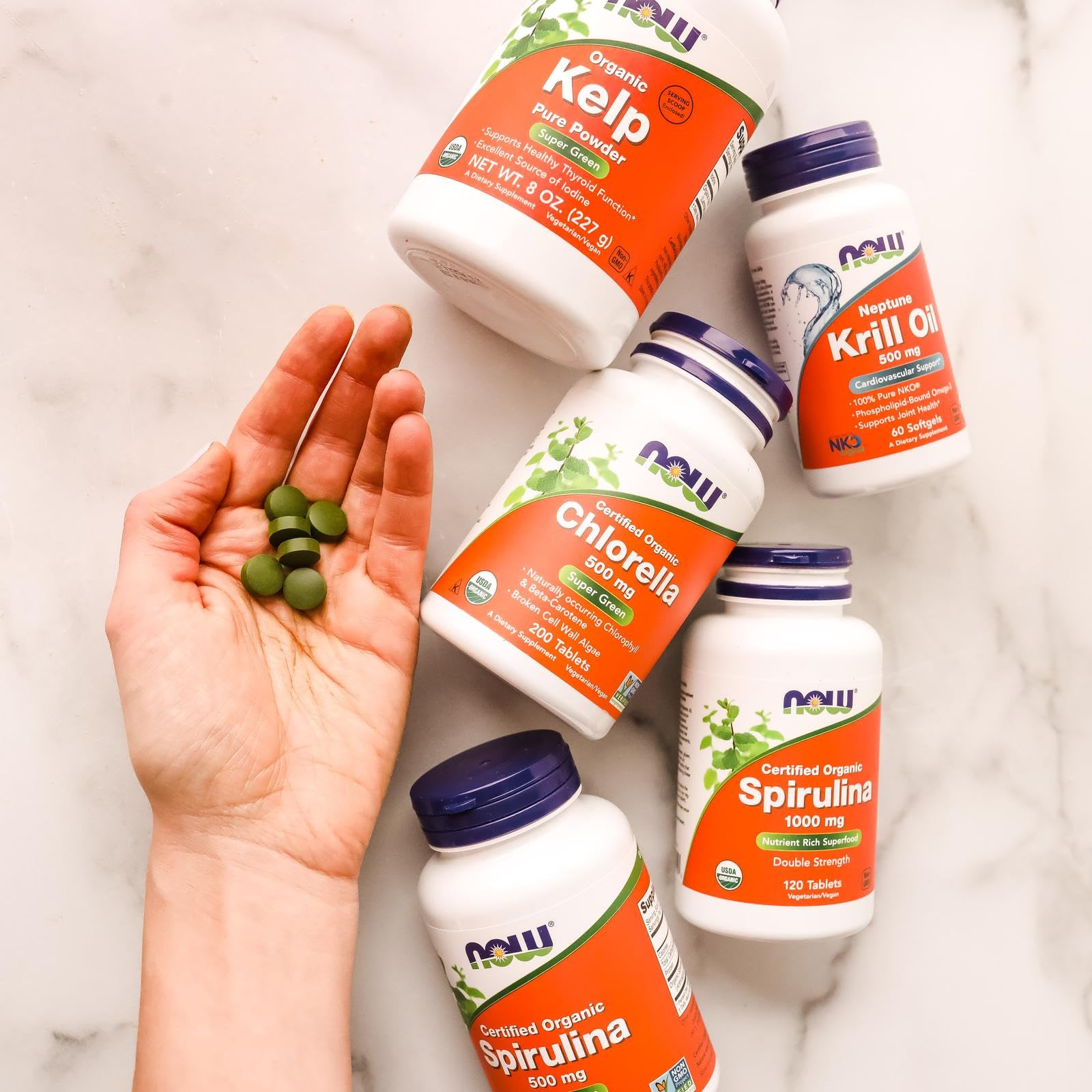 NOW Foods chlorella nutrition facts panel highlighted