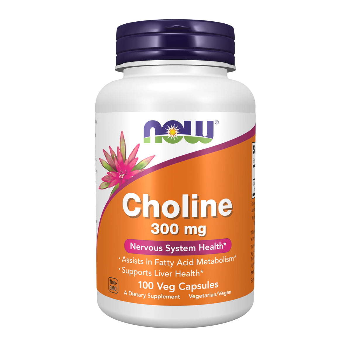 NOW Foods Choline 300 mg bottle for daily nervous system support