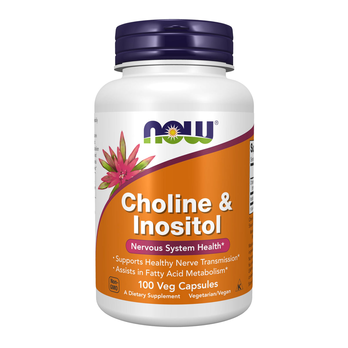 NOW Foods Choline & Inositol 500 mg bottle ready for daily use supports nerve function.