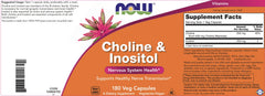 Choline & Inositol capsules closeup highlighting per-capsule dosage