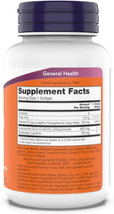 NOW Foods CoQ10 400 mg bottle label closeup highlighting fermentation form
