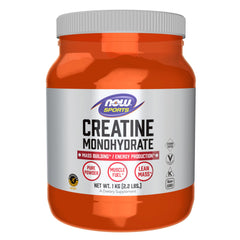 NOW Foods Creatine Monohydrate powder bottle showing pure energy support for quick bursts